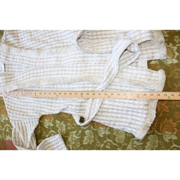 Daniela Corte Waffle Open Front Cardigan Size Medium Tie Waist Metallic USA Knit - Picture 3 of 8